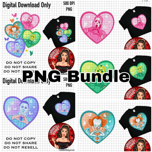 Horror Pastel Hearts PNG Bundle