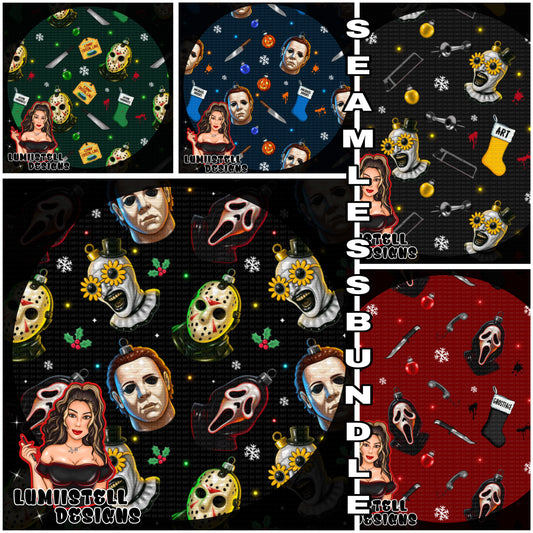 Xmas Horror Glass Ornament Seamless Bundle