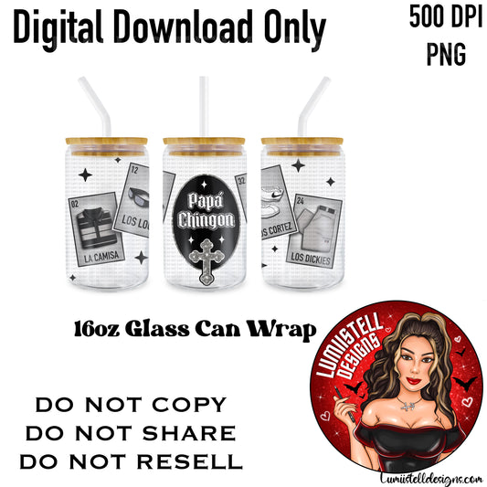 Papa Chingon Grey 16 oz. Glass Wrap File