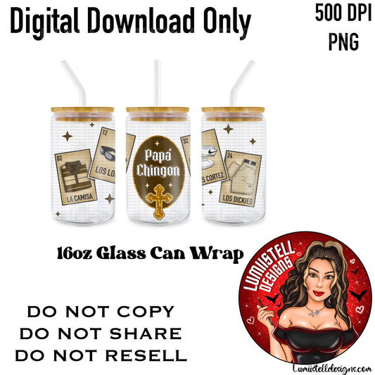 Papa Chingon Brown 16 oz. Glass Wrap File