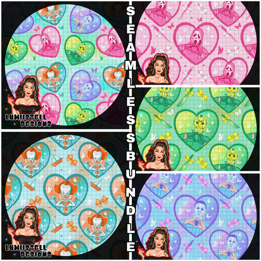 Horror Pastel Hearts Seamless Bundle