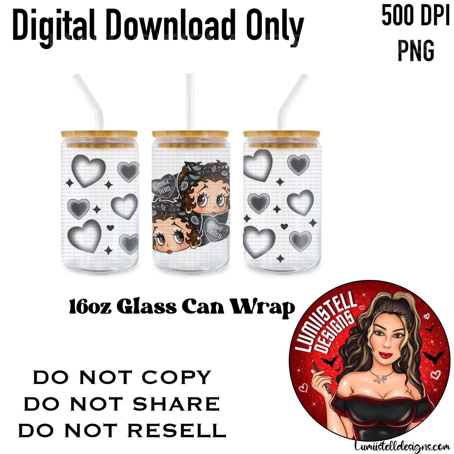 BB Black Chicana 16 oz. Glass Wrap File
