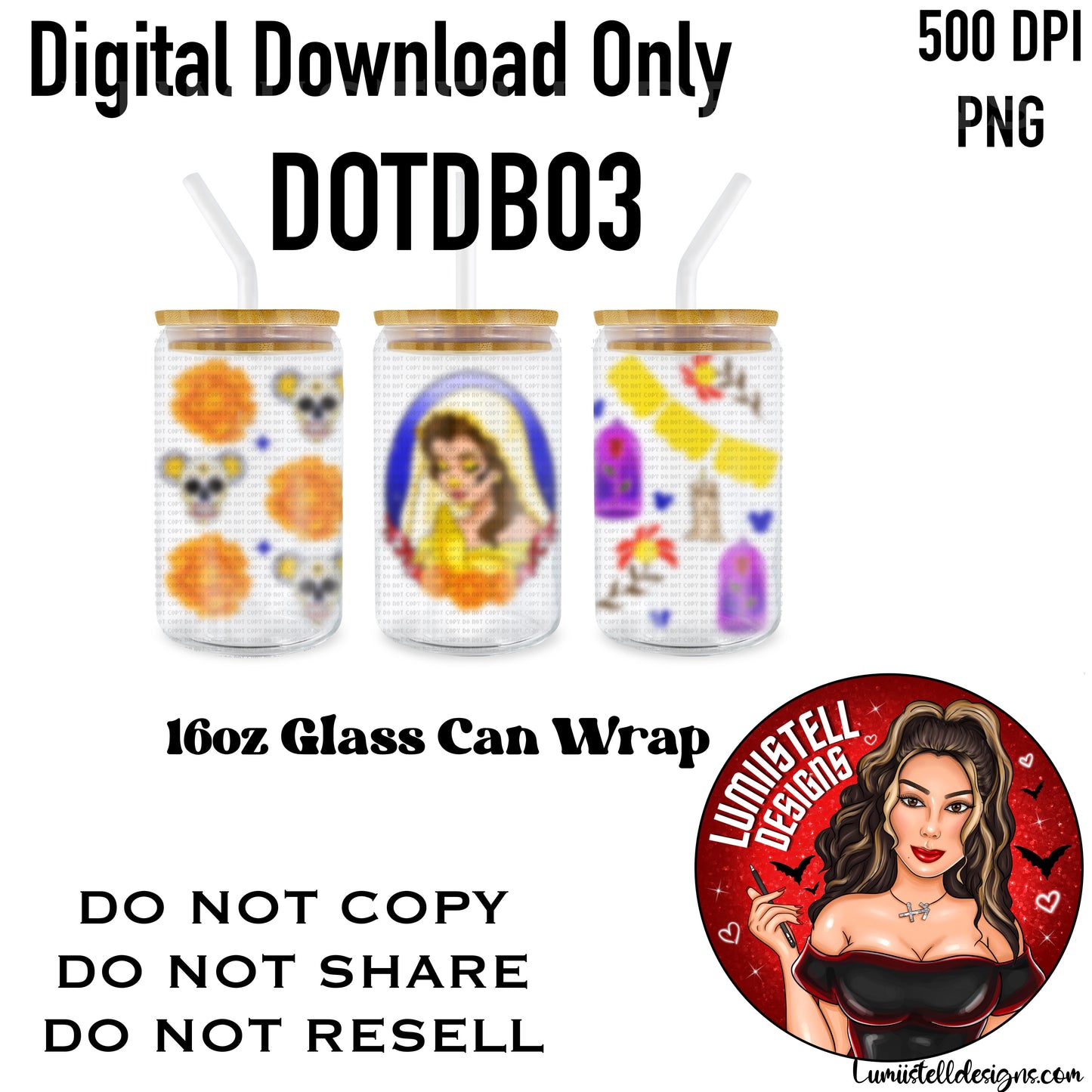 Princess B 16 oz. Glass Wrap File (DOTDB03)