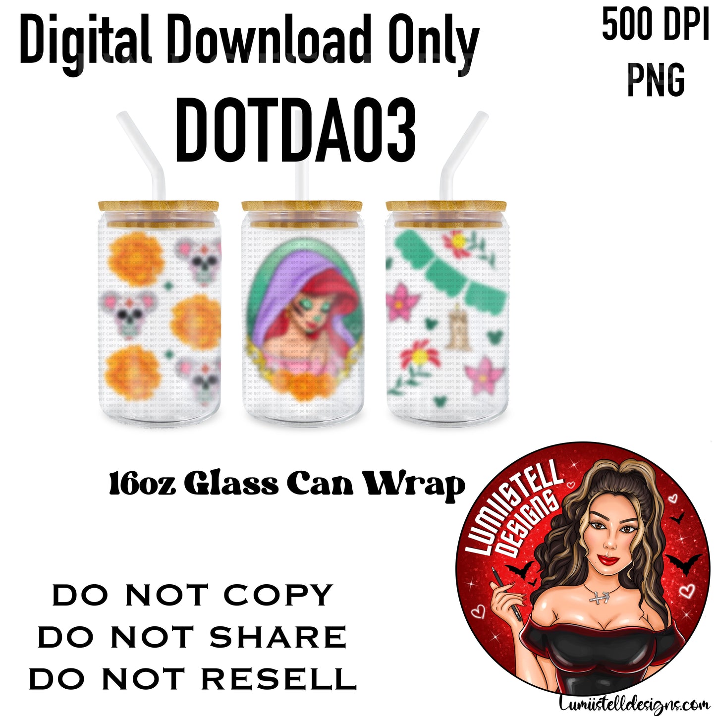 Princess A 16 oz. Glass Wrap File (DOTDA03)