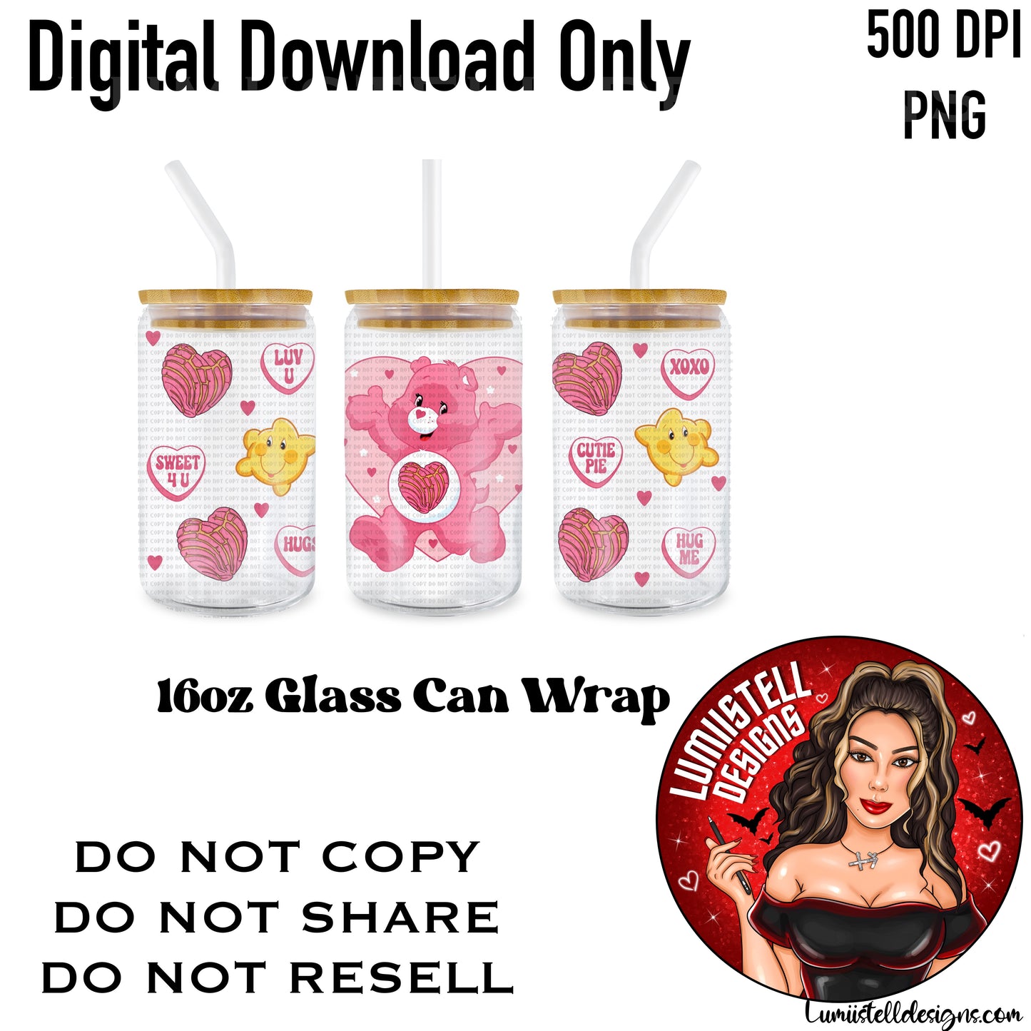 CB Concha Valentines 16oz. Glass Wrap File