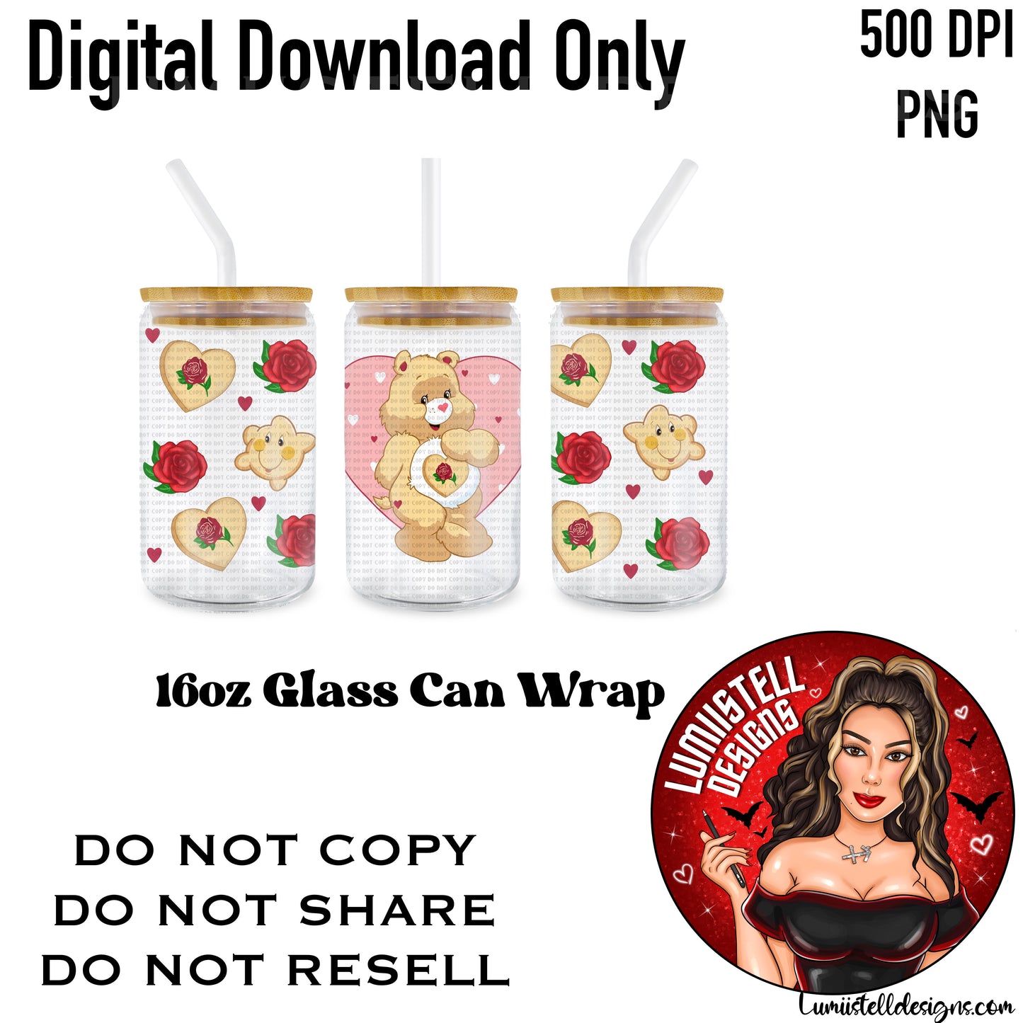 CB Mazapan Valentines 16oz. Glass Wrap File