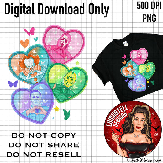 Horror Pastel Hearts PNG