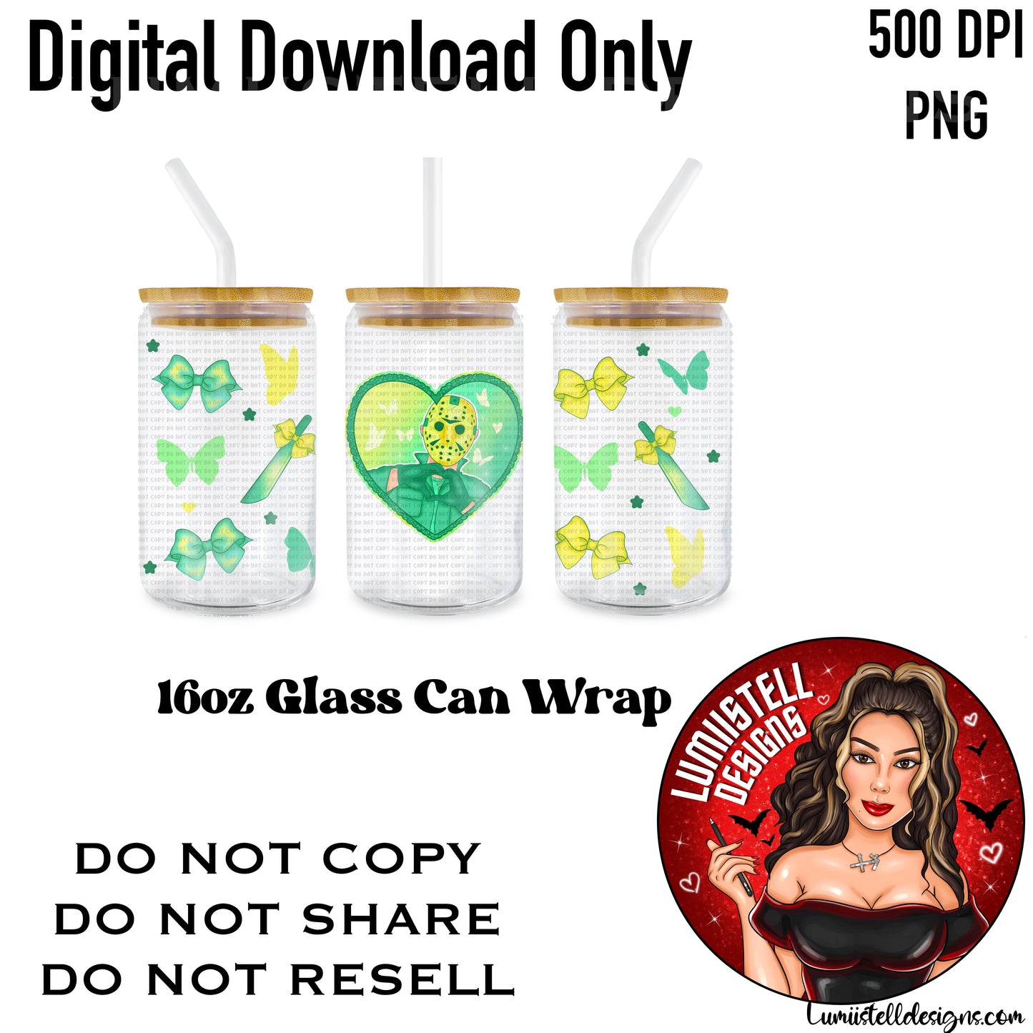 JV Horror Pastel Heart 16 oz. Glass Wrap File