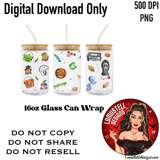 90s Halloween Nostalgia 16 oz. Glass Wrap File