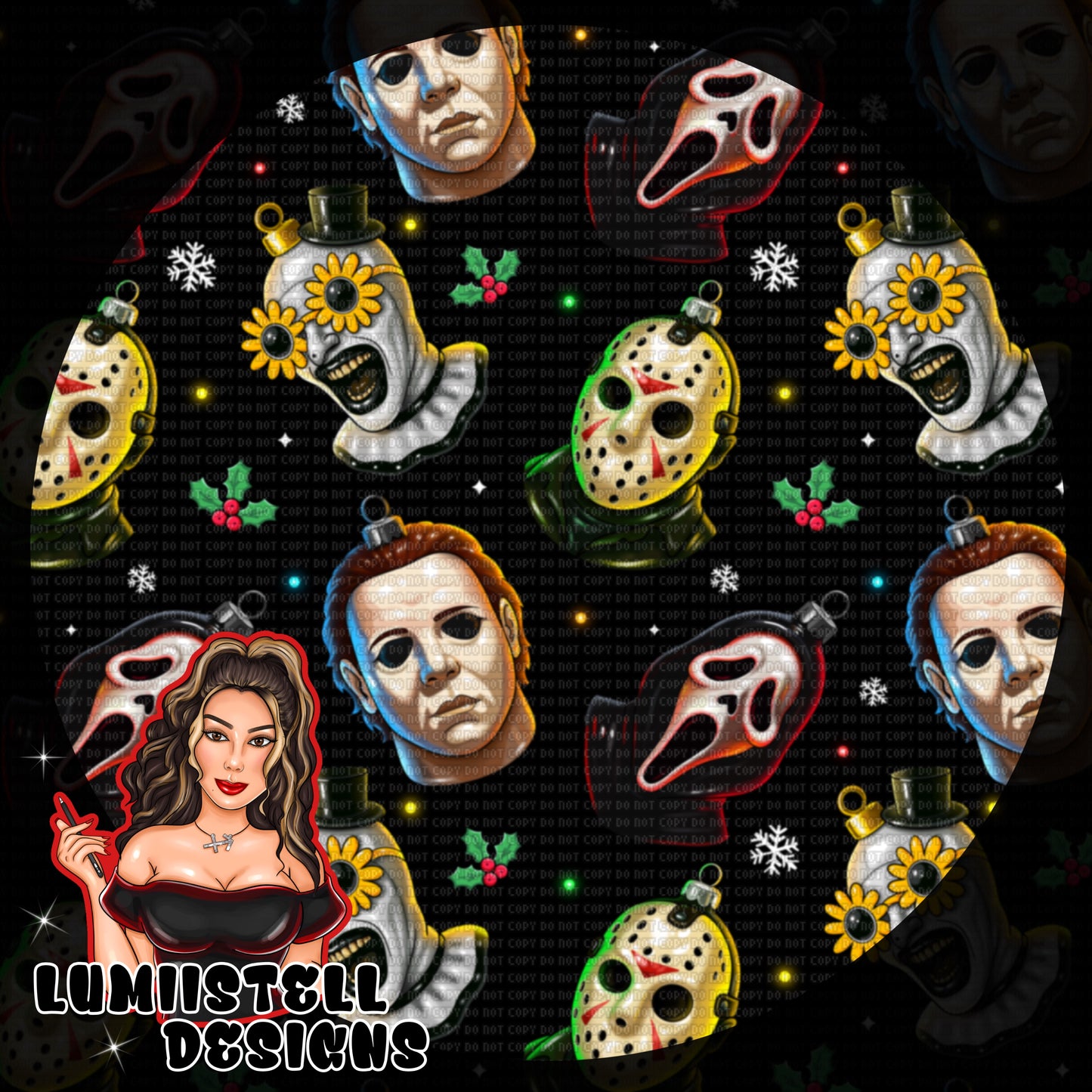 Xmas Horror Glass Ornament Seamless