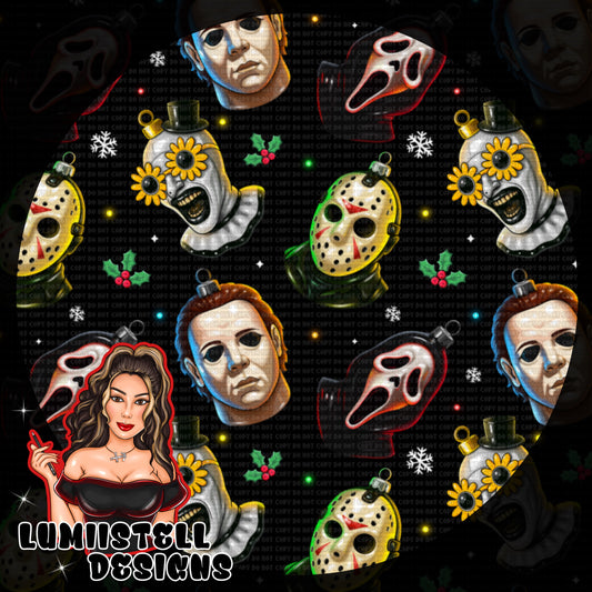 Xmas Horror Glass Ornament Seamless