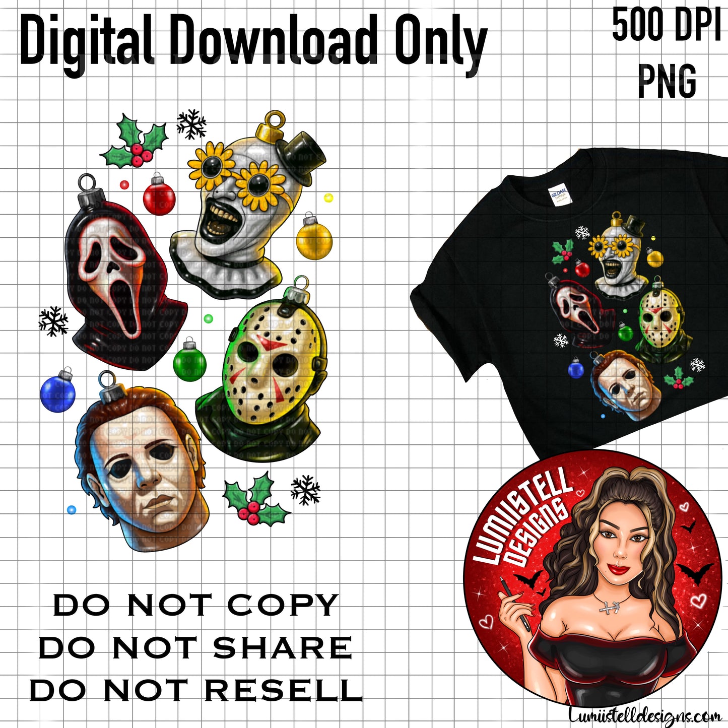 Xmas Horror Glass Ornament PNG