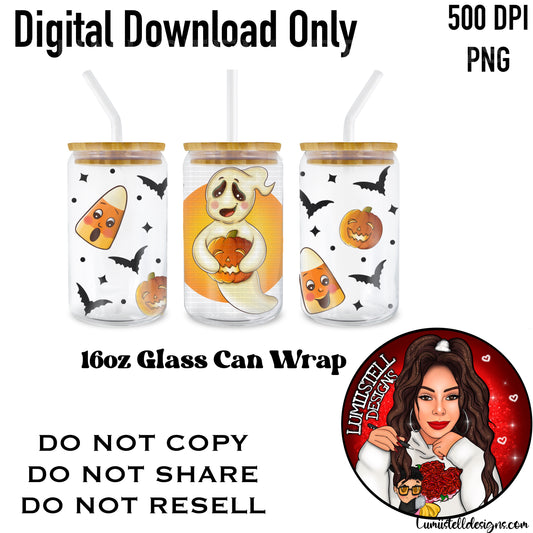 Cute Ghostie 16 oz. Glass Wrap File