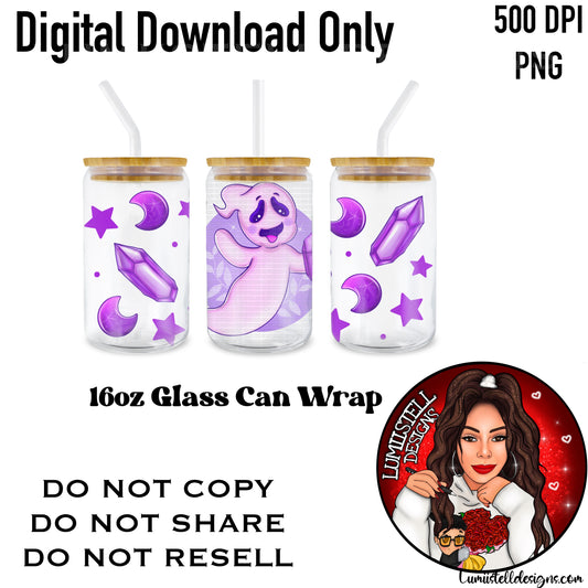 Cute Ghostie Amethyst 16 oz. Glass Wrap File