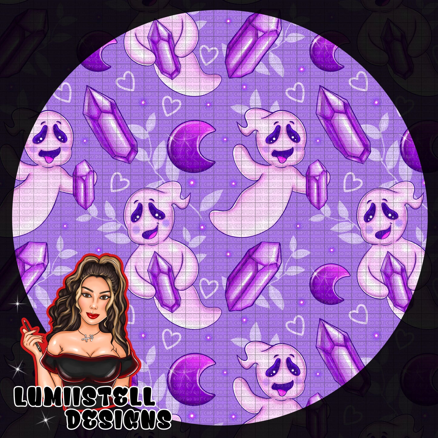 Cute Ghostie Amethyst Seamless