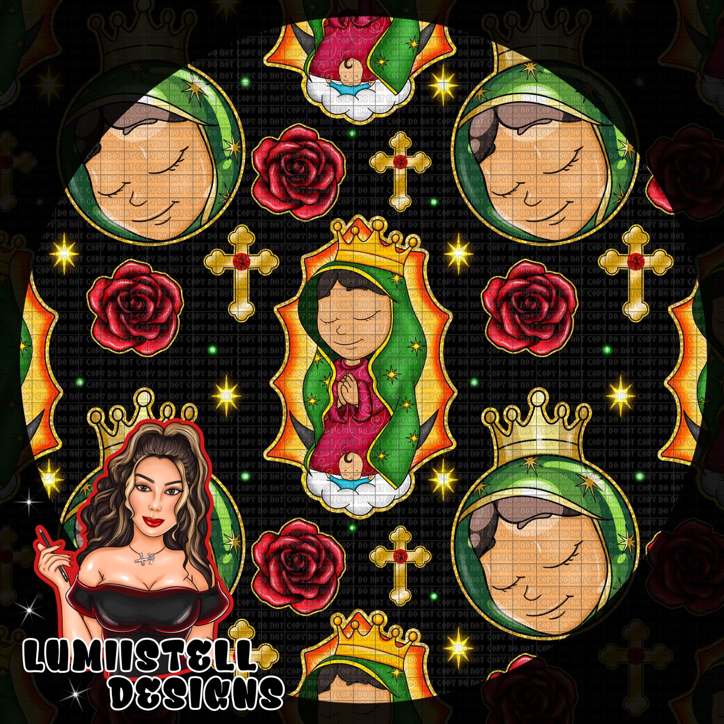 Virgin Mary Black Seamless