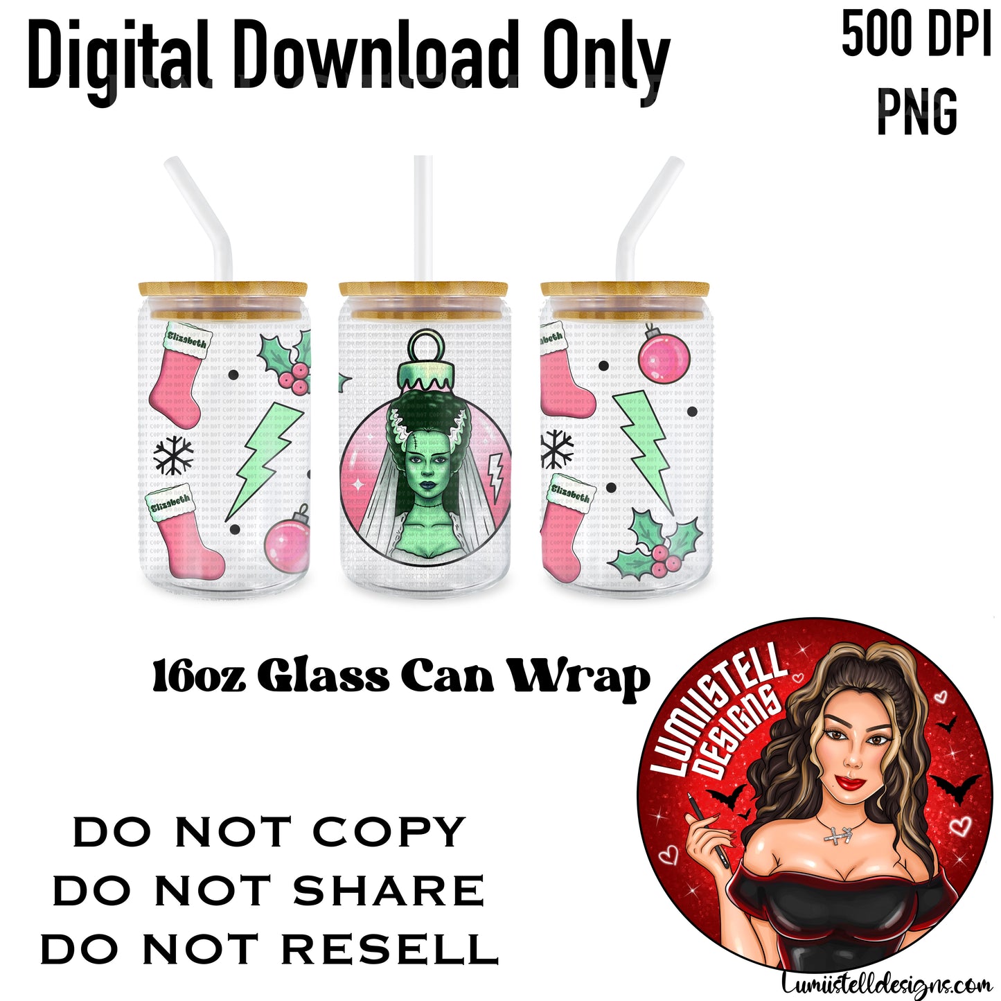 BOF Xmas 16 oz. Glass Wrap File
