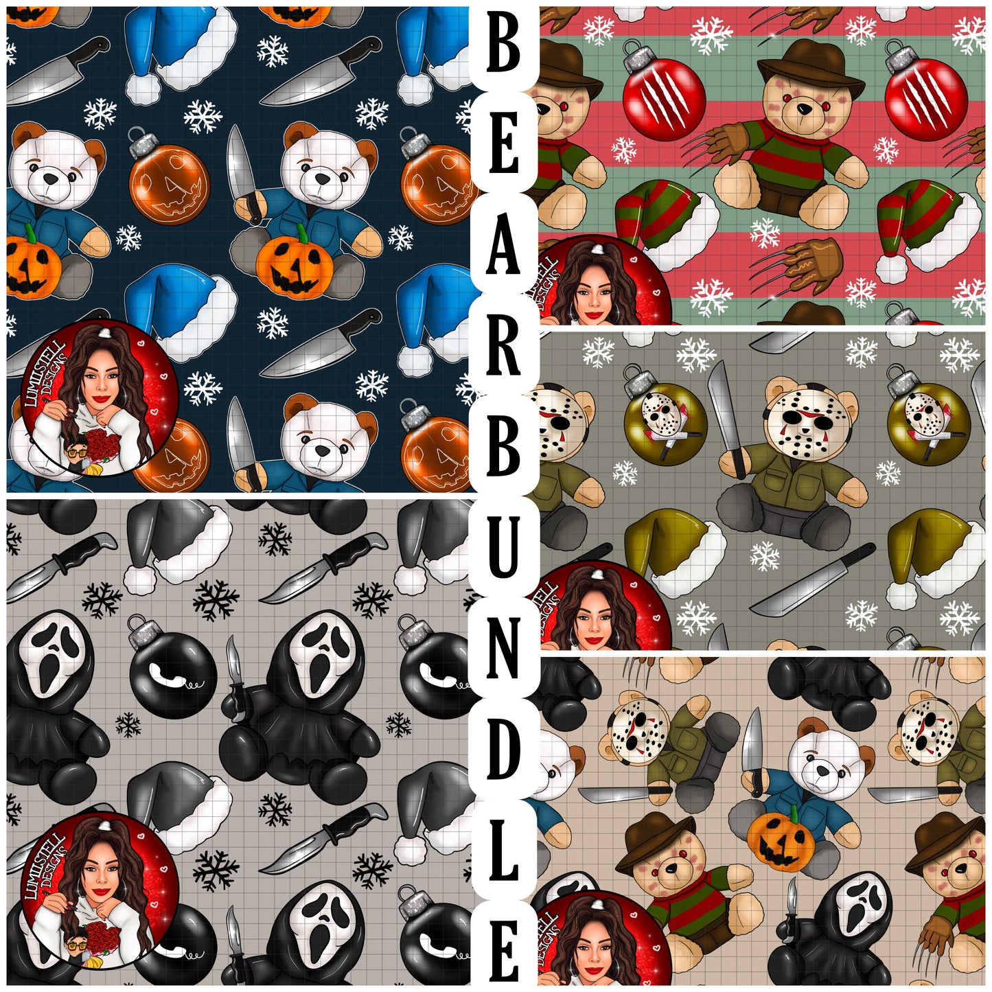 Horror Killer Bears Seamless Bundle