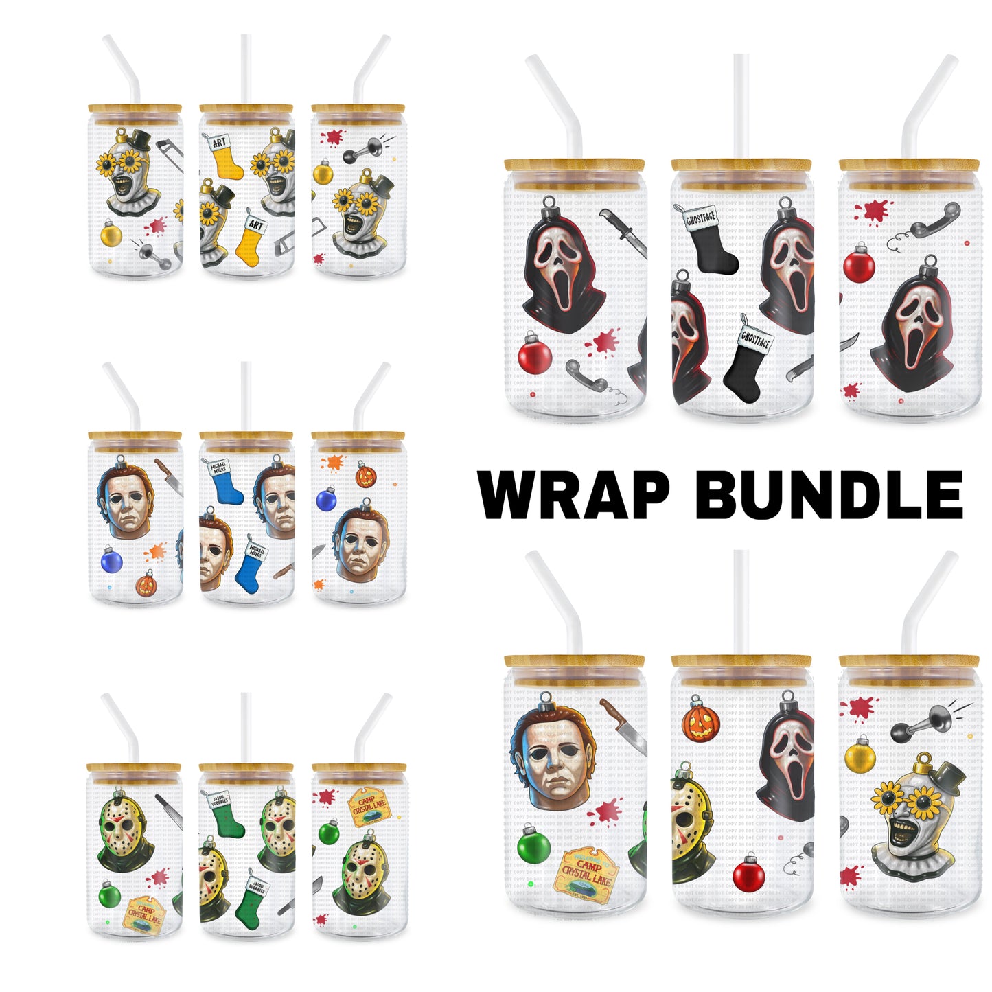 Xmas Horror Glass Ornament Wrap Bundle