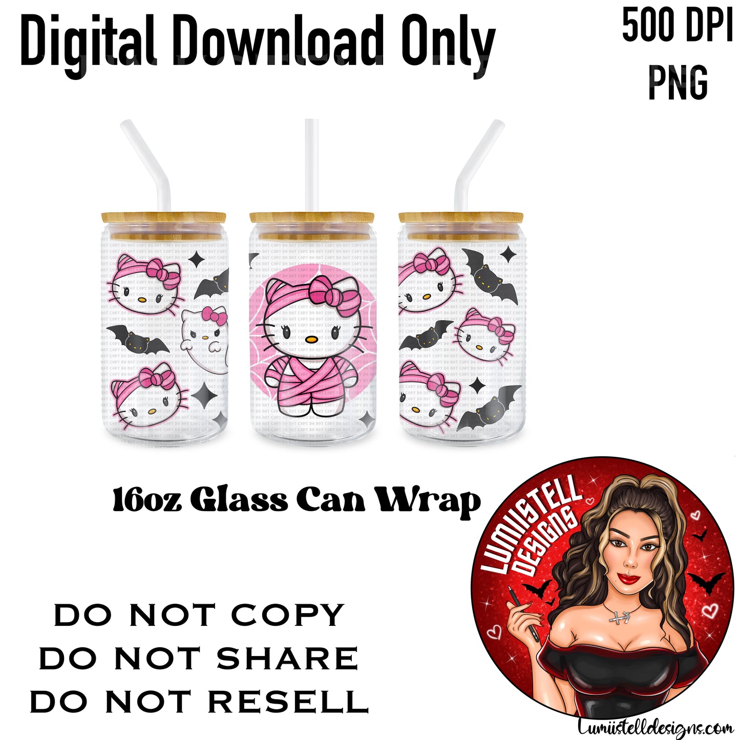 HK Pink Mummy 16 oz. Glass Wrap File