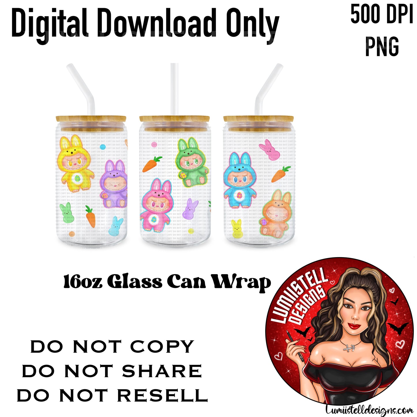 LB Easter Peep 16 oz. Glass Wrap File