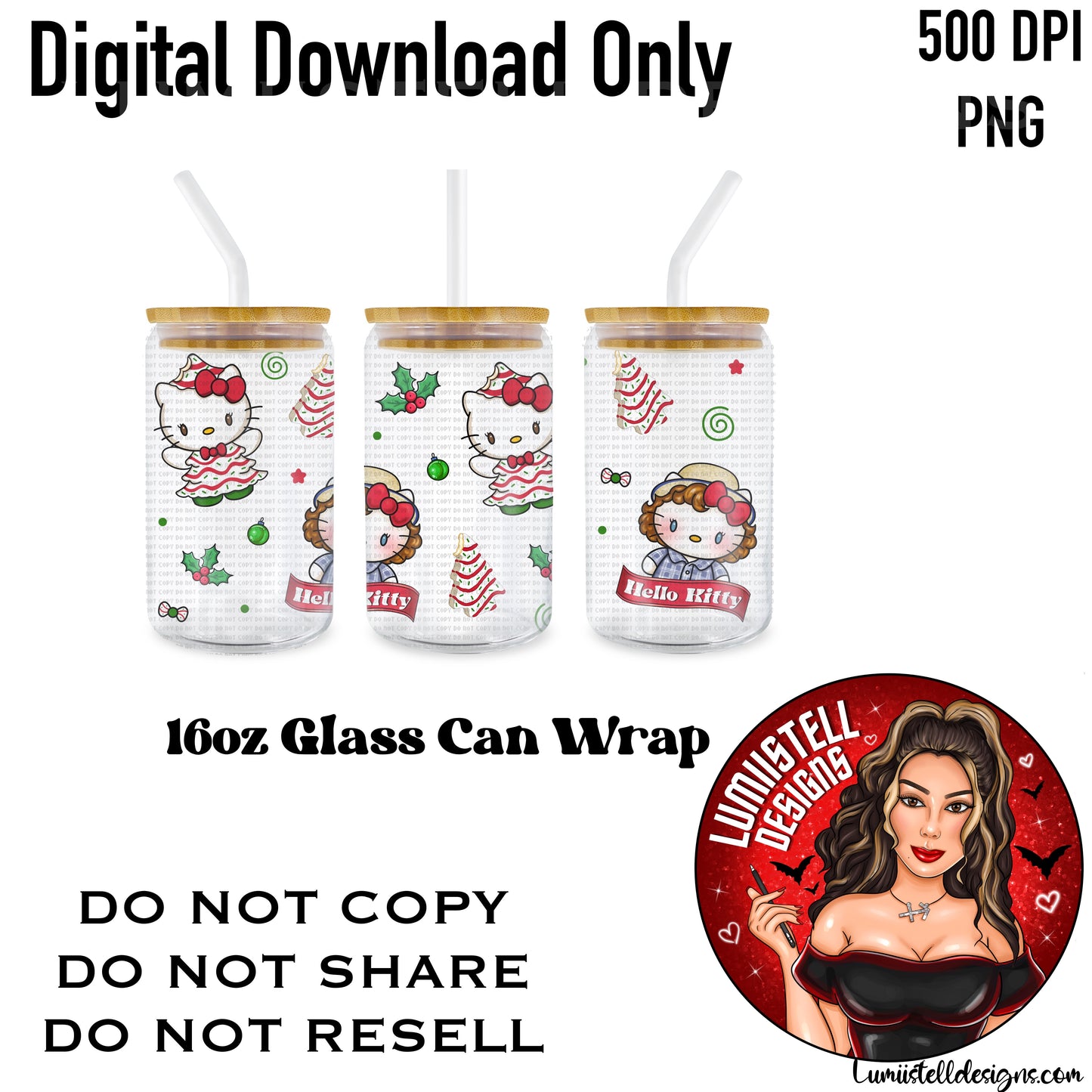 HK Little D Xmas Tree 16 oz. Glass Wrap File