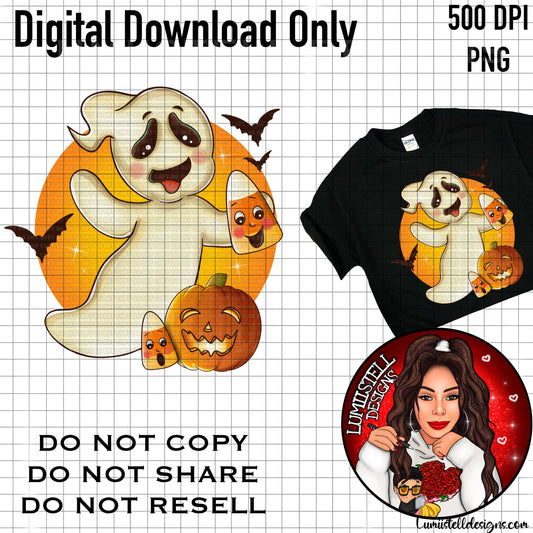 Cute Ghostie Candy Corn PNG