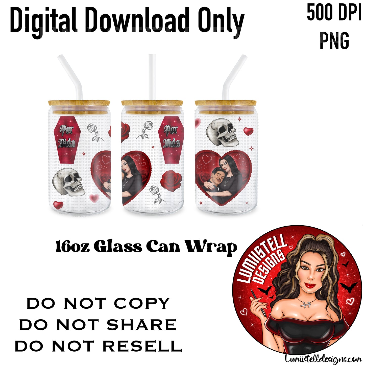 GM Chicano Valentines 16 oz. Glass Wrap File
