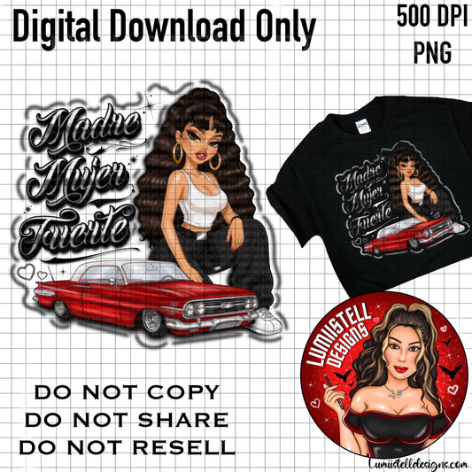 Chicana Mom Colored/BnW Airbrushed PNG