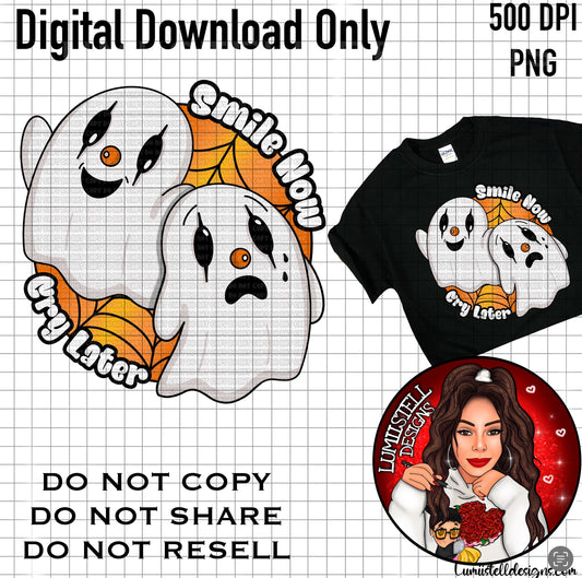 Smile Now Cry Later Ghosties Orange PNG