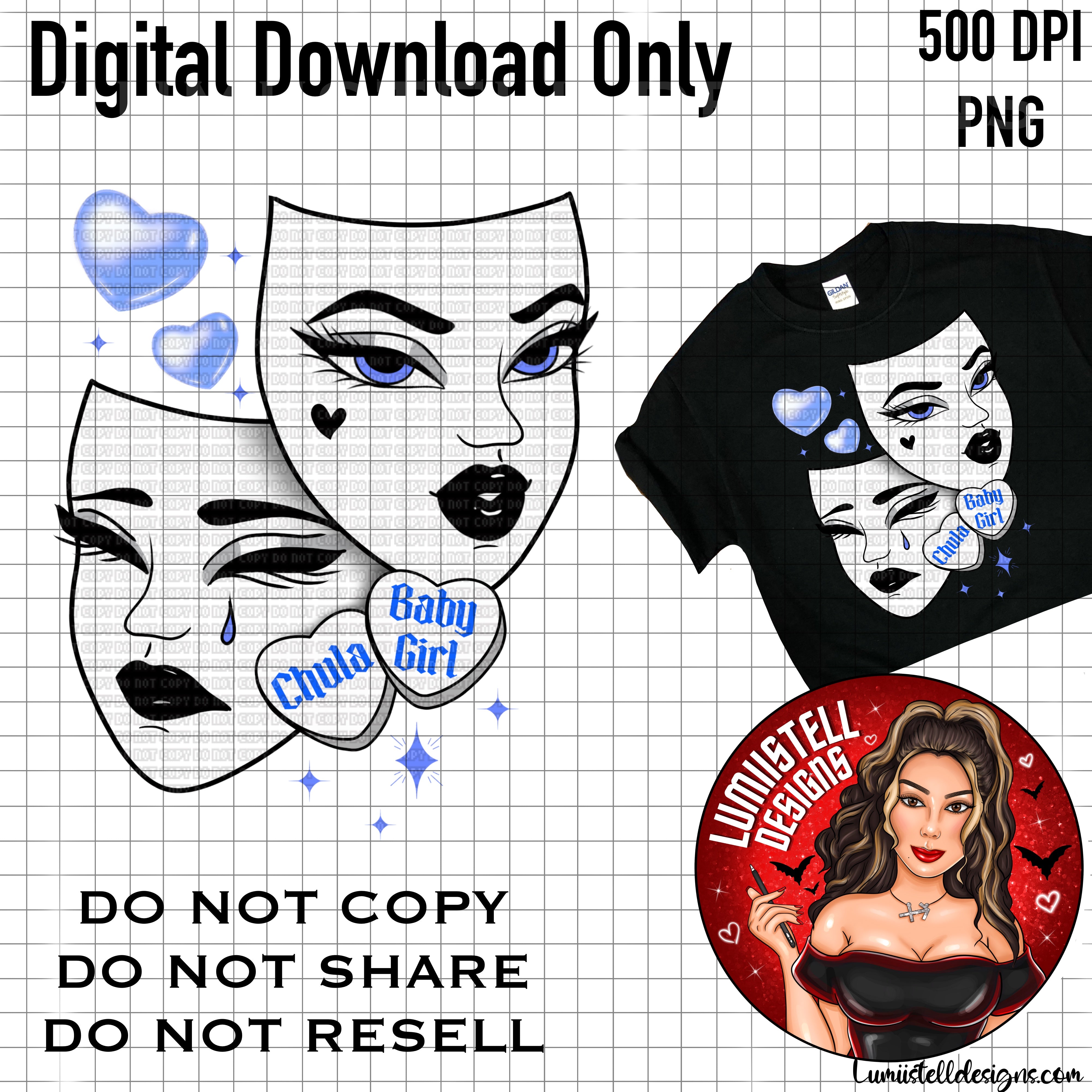 Blue Smile Now Cry Later PNG – LumiistellDesigns