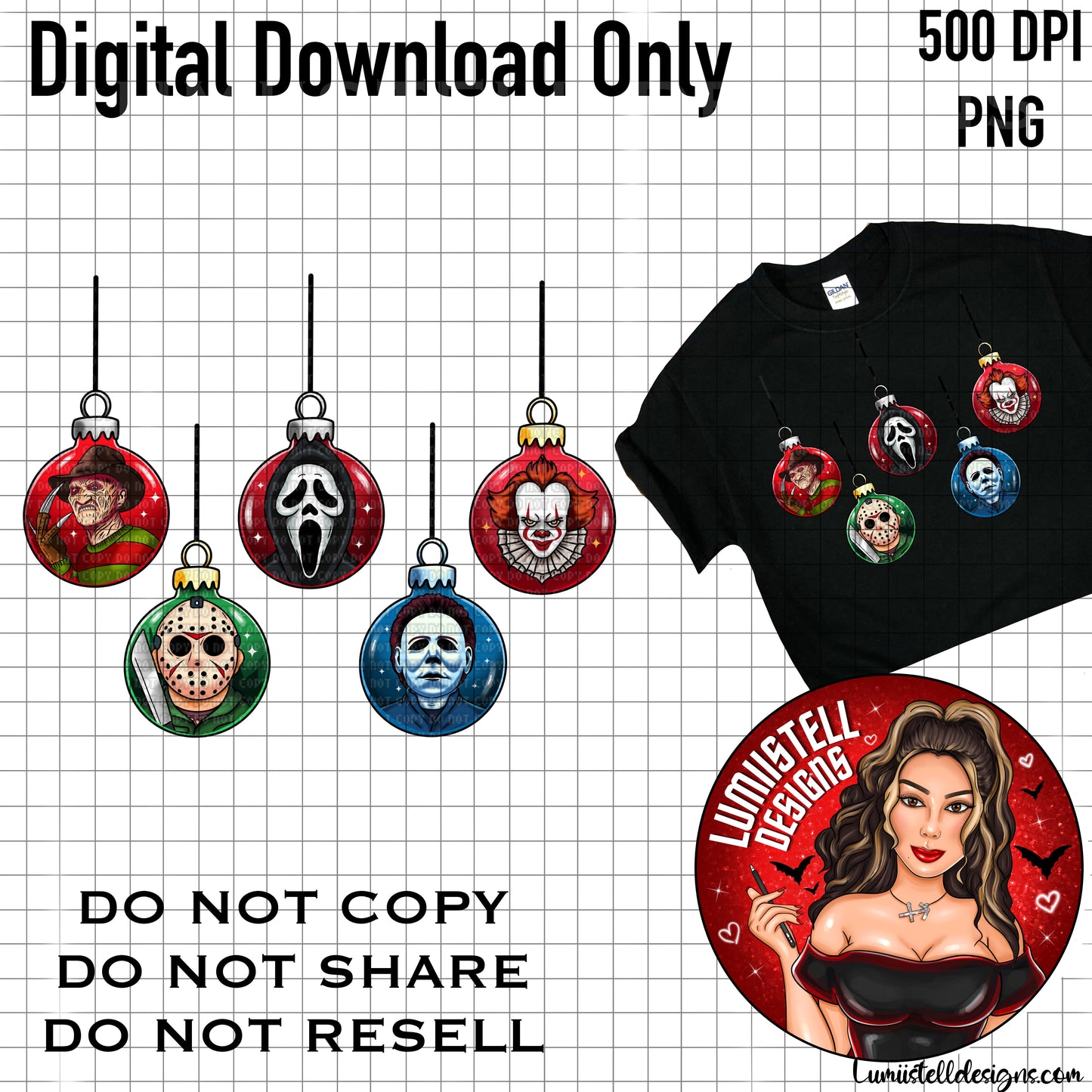 Horror Xmas Ornaments PNG