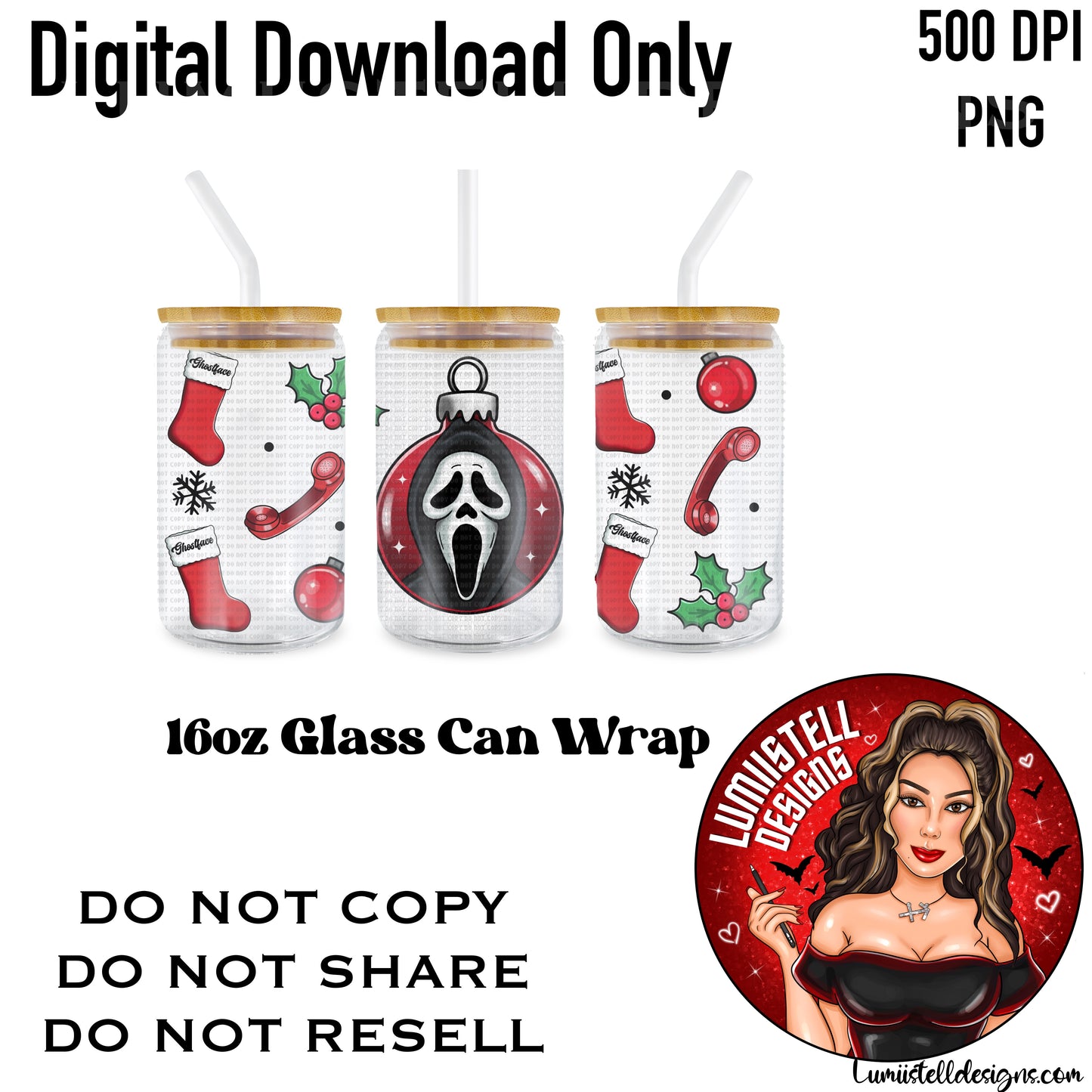 GF Xmas 16 oz. Glass Wrap File