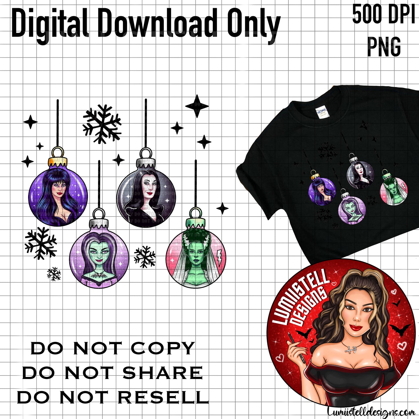 Horror Ghouls Xmas Ornaments PNG