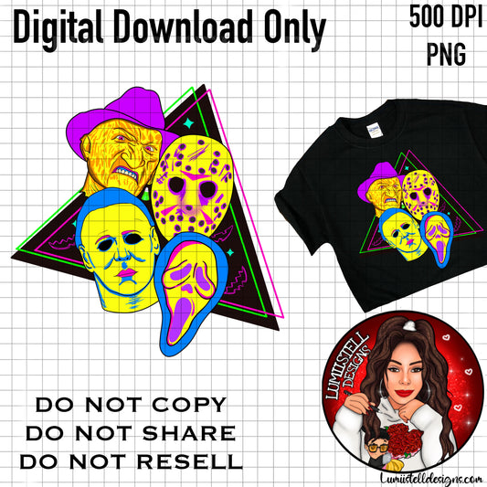 Retro Neon Horror PNG
