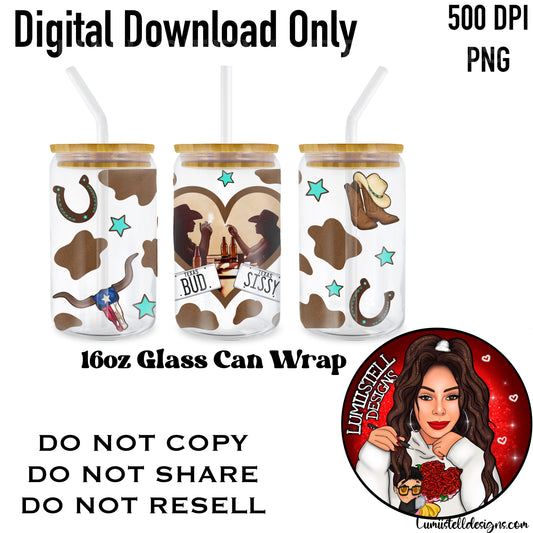 Cowboy Heart 16 oz. Glass Wrap File